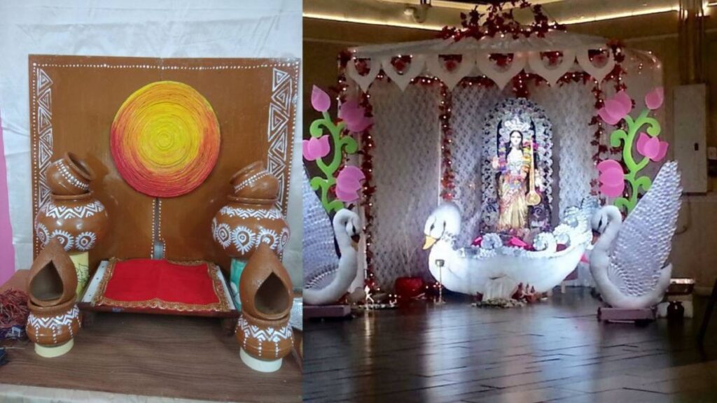 Saraswati Puja Mandir Decor Ideas